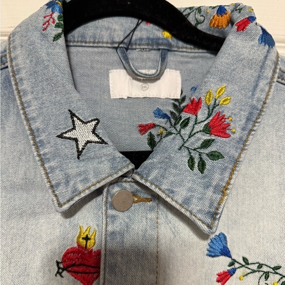 LIFTED ANCHORS Rialto Embroidered Denim Jacket In Blue,multi floral/stars Sz 3x - Picture 4 of 8